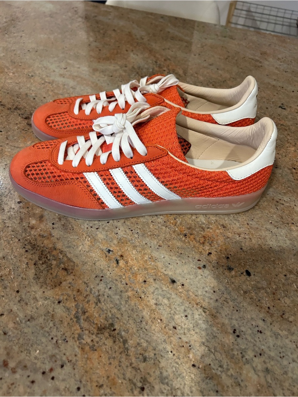 adidas Orange Knit Low-Top Sneakers with White Stripes only wore once